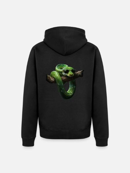 Grüner Baumpython Schlangen Liebhaber Terrarium - Unisex Premium Bio Zip Hoodie - Schwarz