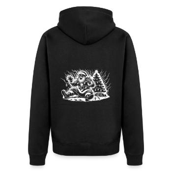 Weihnachtsmann Stromschlag Am Baum - Unisex Premium Bio Zip Hoodie - Schwarz - Hinten - Nico (187cm)