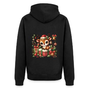 Mignon renne avec décoration de Noël - Veste à capuche bio Premium Unisexe - noir - Dos - Nico (187cm)