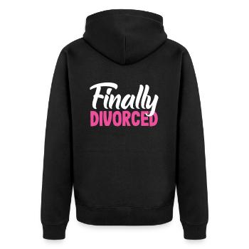Endlich Geschieden Freiheit Scheidung - Unisex Premium Bio Zip Hoodie - Schwarz - Hinten - Nico (187cm)