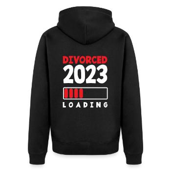 Divorced 2023 Loading Divorce - Unisex Premium Organic Zip Hoodie - black - Back - Nico (187cm)