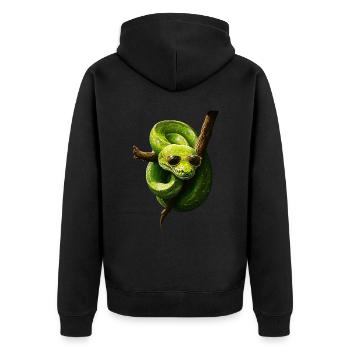 Green Tree Python Snakes Lover Terrarium - Unisex Premium Organic Zip Hoodie - black - Back - Nico (187cm)