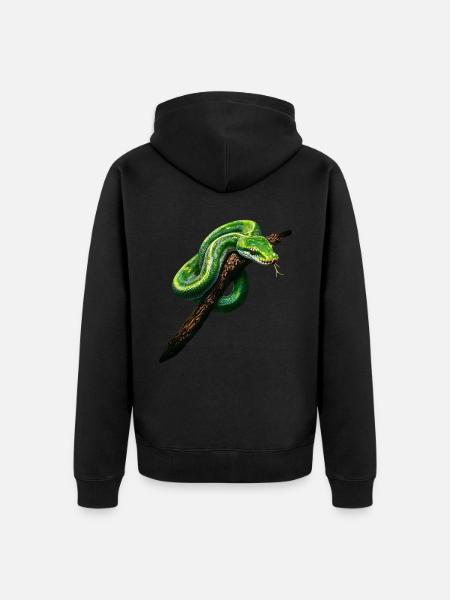 Grüner Baumpython Schlangen Liebhaber Terrarium - Unisex Premium Bio Zip Hoodie - Schwarz