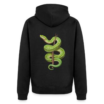 Green Tree Python Snakes Lover Terrarium - Unisex Premium Organic Zip Hoodie - black - Back - Nico (187cm)