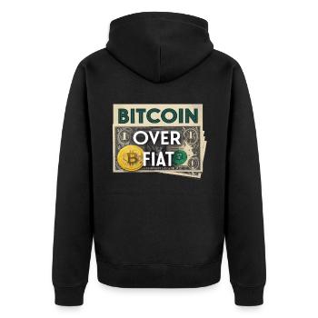 Bitcoin Over – Crypto Design for Enthusiasts - Unisex Premium Organic Zip Hoodie - black - Back - Nico (187cm)