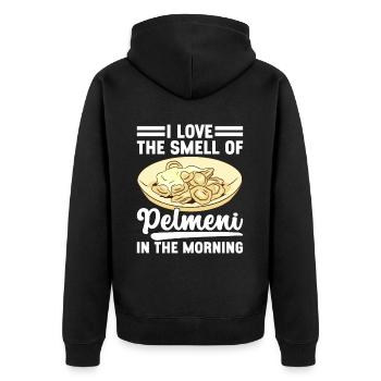 Pelmeni Russian Cuisine - Unisex Premium Organic Zip Hoodie - black - Back - Nico (187cm)