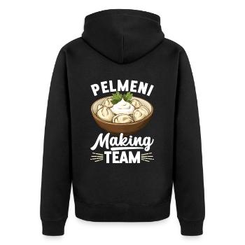 Pelmeni Russian Cuisine - Unisex Premium Organic Zip Hoodie - black - Back - Nico (187cm)