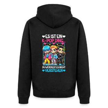 K-Pop Koreanischer Musik Kpop Fans Kdrama - Unisex Premium Bio Zip Hoodie - Schwarz - Hinten - Nico (187cm)