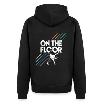 Sur le sol - Conception Breakdance Cool - Veste à capuche bio Premium Unisexe - noir - Dos - Nico (187cm)