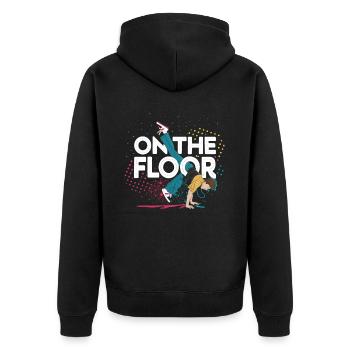 Sur le sol - Conception Breakdance Cool - Veste à capuche bio Premium Unisexe - noir - Dos - Nico (187cm)