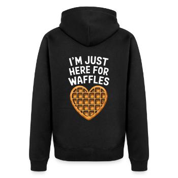 Waffeln Spruch Dessert Lustiges Waffeln Geschenk - Unisex Premium Bio Zip Hoodie - Schwarz - Hinten - Nico (187cm)