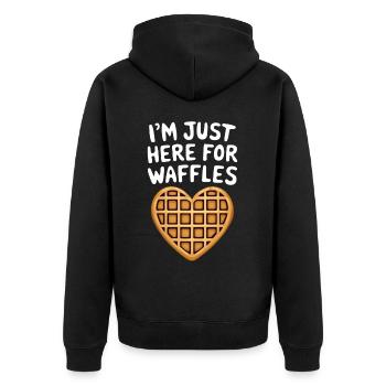Waffeln Spruch Dessert Lustiges Waffeln Geschenk - Unisex Premium Bio Zip Hoodie - Schwarz - Hinten - Nico (187cm)