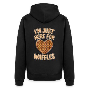 Waffeln Spruch Dessert Lustiges Waffeln Geschenk - Unisex Premium Bio Zip Hoodie - Schwarz - Hinten - Nico (187cm)
