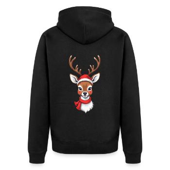 Merry Christmas reindeer with cap - Unisex Premium Organic Zip Hoodie - black - Back - Nico (187cm)
