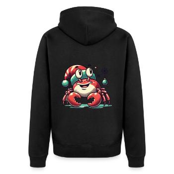 Weihnachtliche Krabbe Freude Mit Mütze - Unisex Premium Bio Zip Hoodie - Schwarz - Hinten - Nico (187cm)