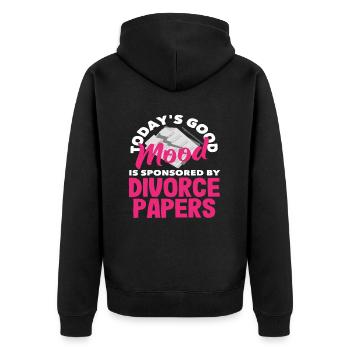 La Bonne Humeur du jour sponsorisée par Divorce - Veste à capuche bio Premium Unisexe - noir - Dos - Nico (187cm)