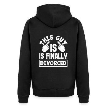 Dieser Typ Ist Endlich Geschieden Scheidung - Unisex Premium Bio Zip Hoodie - Schwarz - Hinten - Nico (187cm)