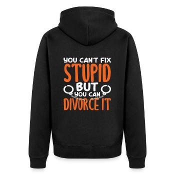 Dummheit Kann Man Nicht Heilen, Aber Man Kann Sich - Unisex Premium Bio Zip Hoodie - Schwarz - Hinten - Nico (187cm)