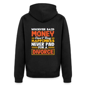 L'argent fait le bonheur Divorce jamais payé - Veste à capuche bio Premium Unisexe - noir - Dos - Nico (187cm)