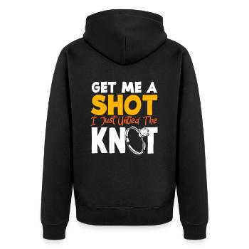 Get Me A Shot I Just Untied The Knot Divorce - Unisex Premium Organic Zip Hoodie - black - Back - Nico (187cm)