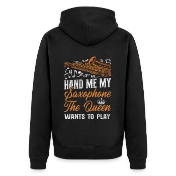Saxophone Hand Me My Saxophone The - Unisex Premium Bio Zip Hoodie - Schwarz - Hinten - Nico (187cm)
