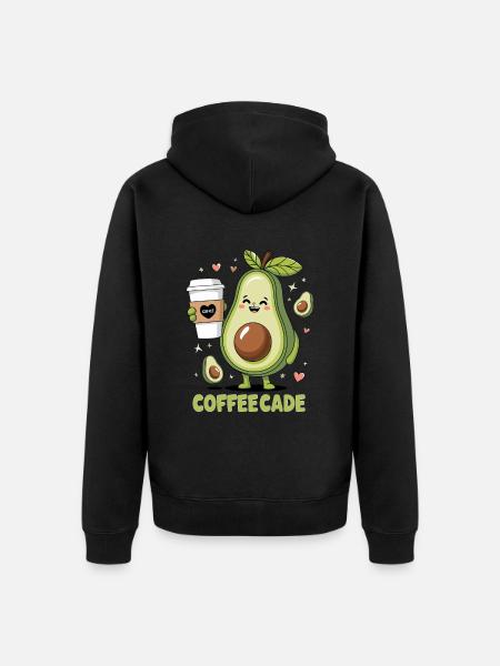 Cute Avocado Holding Coffee - Unisex Premium Bio Zip Hoodie - Schwarz