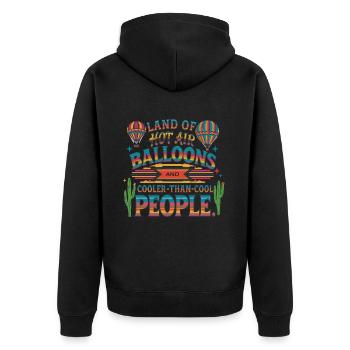 New Mexico Land of Hot Balloons - Unisex Premium Bio Zip Hoodie - Schwarz - Hinten - Nico (187cm)