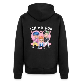 K-Pop Koreanischer Musik Kpop Fans Kdrama - Unisex Premium Bio Zip Hoodie - Schwarz - Hinten - Nico (187cm)