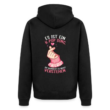 K-Pop Koreanischer Musik Kpop Fans Kdrama - Unisex Premium Bio Zip Hoodie - Schwarz - Hinten - Nico (187cm)