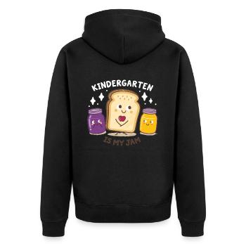 Funny Kindergarten Design – Breakfast Outfit - Unisex Premium Organic Zip Hoodie - black - Back - Nico (187cm)
