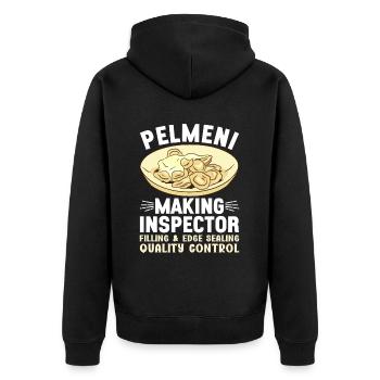 Pelmeni Russische Küche - Unisex Premium Bio Zip Hoodie - Schwarz - Hinten - Nico (187cm)