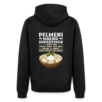 Pelmeni Russische Küche - Unisex Premium Bio Zip Hoodie - Schwarz - Hinten - Nico (187cm)