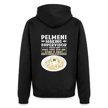 Pelmeni Russische Küche - Unisex Premium Bio Zip Hoodie - Schwarz - Hinten - Nico (187cm)