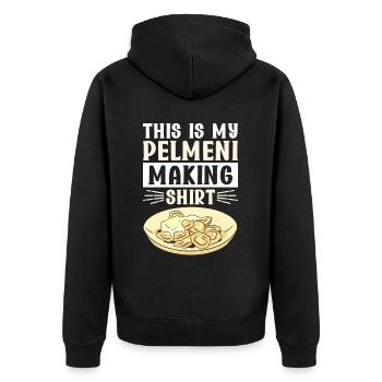 Pelmeni Russische Küche - Unisex Premium Bio Zip Hoodie - Schwarz - Hinten - Nico (187cm)