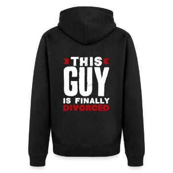 Dieser Kerl Ist Endlich Geschieden Sieg Scheidung - Unisex Premium Bio Zip Hoodie - Schwarz - Hinten - Nico (187cm)