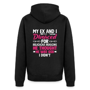 Mon ex et moi nous sommes laissés aller pour des raisons religieuses. - Veste à capuche bio Premium Unisexe - noir - Dos - Nico (187cm)