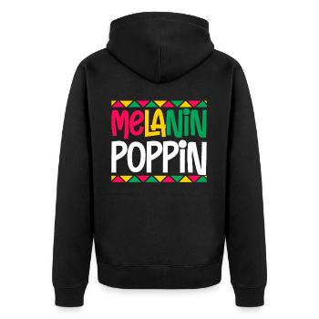 Melanin Poppin Brown Skin Black Story - Unisex Premium Organic Zip Hoodie - black - Back - Nico (187cm)