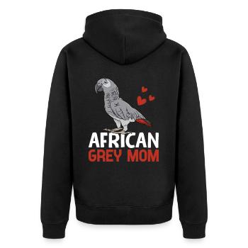 Gris Africain Maman Perroquet Maman Perroquet Oiseau Femme - Veste à capuche bio Premium Unisexe - noir - Dos - Nico (187cm)