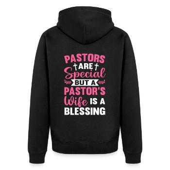 Pastor's Wife Blessing Christian Church Leader - Unisex Premium Organic Zip Hoodie - black - Back - Nico (187cm)