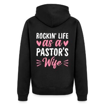 Rockin Life Femme de pasteur Église chrétienne - Veste à capuche bio Premium Unisexe - noir - Dos - Nico (187cm)