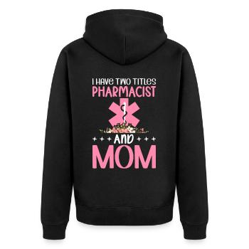 Zwei Titel Apothekerin Mama Apothekerin Florale - Unisex Premium Bio Zip Hoodie - Schwarz - Hinten - Nico (187cm)