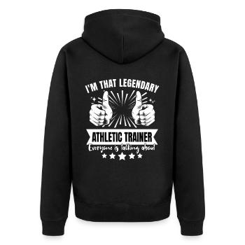 Legendärer Athletiktrainer Legende - Unisex Premium Bio Zip Hoodie - Schwarz - Hinten - Nico (187cm)