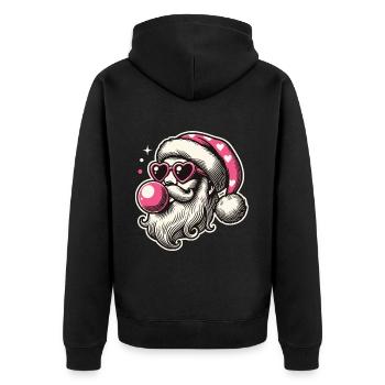 Coole Sigma Santa Weihnachtsfreude - Unisex Premium Bio Zip Hoodie - Schwarz - Hinten - Nico (187cm)