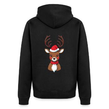 Christmas reindeer with cap - Unisex Premium Organic Zip Hoodie - black - Back - Nico (187cm)