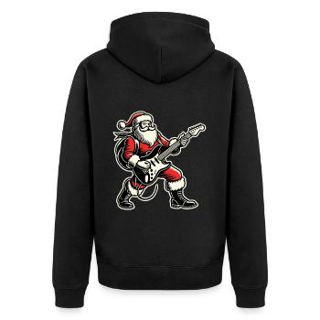 Jupe de Noël Père Noël avec guitare - Veste à capuche bio Premium Unisexe - noir - Dos - Nico (187cm)