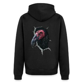Geier - Unisex Premium Bio Zip Hoodie - Schwarz - Hinten - Nico (187cm)