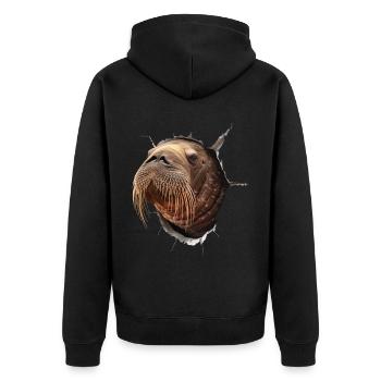 Walross - Unisex Premium Bio Zip Hoodie - Schwarz - Hinten - Nico (187cm)