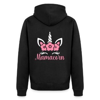 Maman macorne licorne - Veste à capuche bio Premium Unisexe - noir - Dos - Nico (187cm)