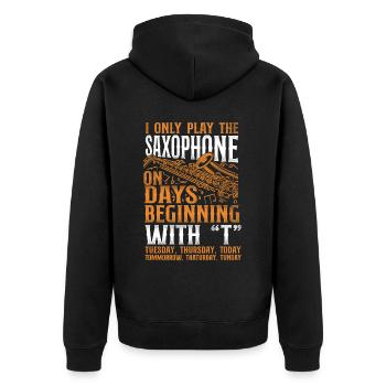 Saxophones Je ne joue que le - Veste à capuche bio Premium Unisexe - noir - Dos - Nico (187cm)