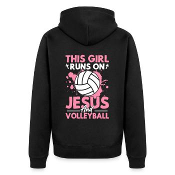 Dieses Mädchen rennt auf Jesus und - Unisex Premium Bio Zip Hoodie - Schwarz - Hinten - Nico (187cm)